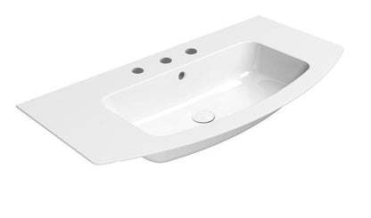 PURA Slim Lavoar ceramic curbat 102x52cm, 3 orificii baterie, alb ExtraGlaze