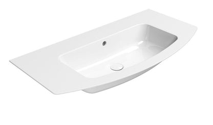 PURA Slim Lavoar ceramic curbat 102x52cm, muchie inferioară rectificată, fără orificiu baterie, alb ExtraGlaze