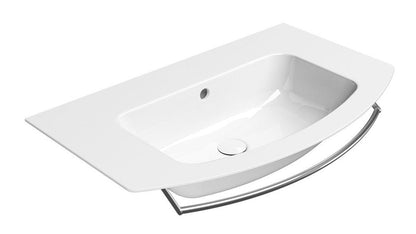 PURA Slim Lavoar ceramic curbat 82x49cm, muchie inferioară rectificată, fără orificiu baterie, alb ExtraGlaze