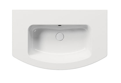 PURA Slim Lavoar ceramic curbat 82x49cm, muchie inferioară rectificată, fără orificiu baterie, alb ExtraGlaze