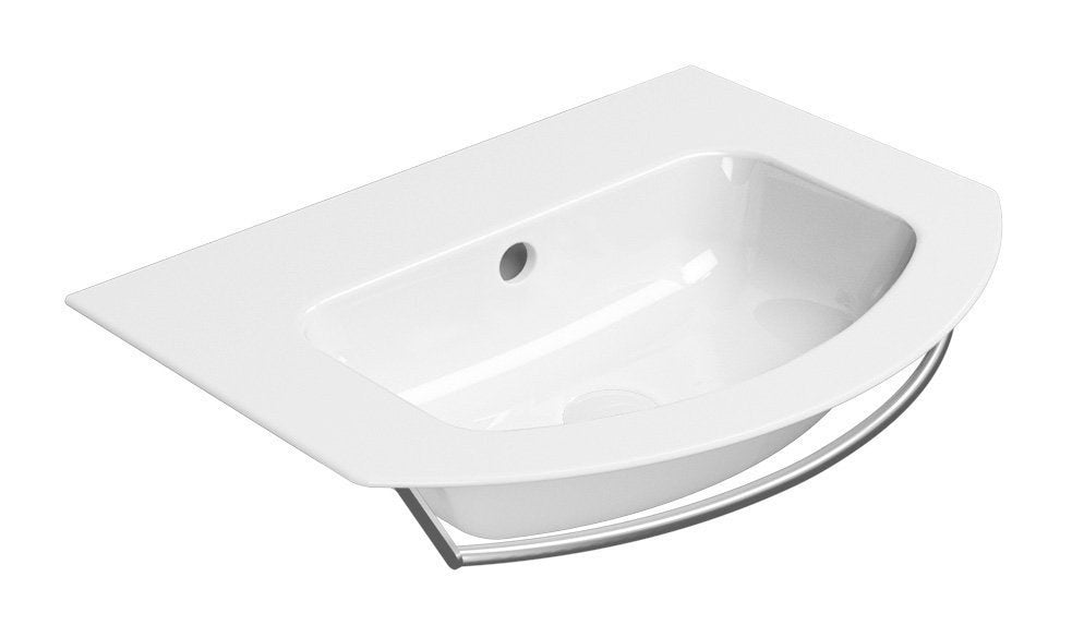 PURA Slim Lavoar ceramic curbat 62x48cm, fără orificiu baterie, alb ExtraGlaze
