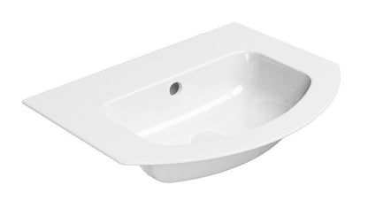 PURA Slim Lavoar ceramic curbat 62x48cm, muchie inferioară rectificată, fără orificiu baterie, alb ExtraGlaze