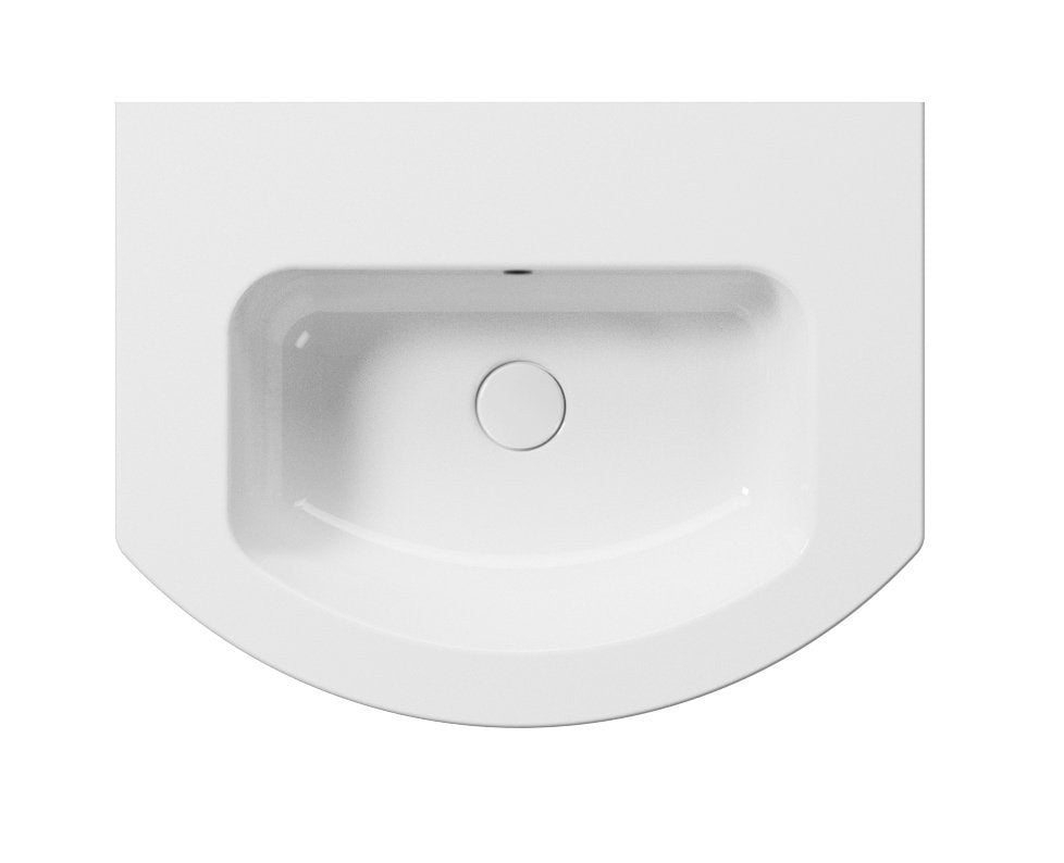 PURA Slim Lavoar ceramic curbat 62x48cm, muchie inferioară rectificată, fără orificiu baterie, alb ExtraGlaze