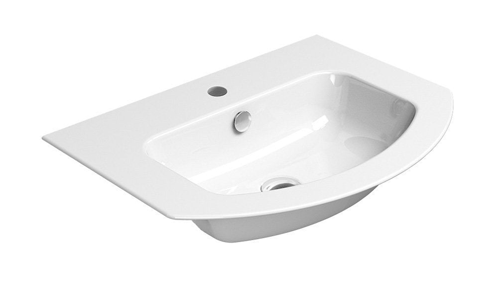 PURA Slim Lavoar ceramic curbat 62x48cm, muchie inferioară rectificată, alb ExtraGlaze