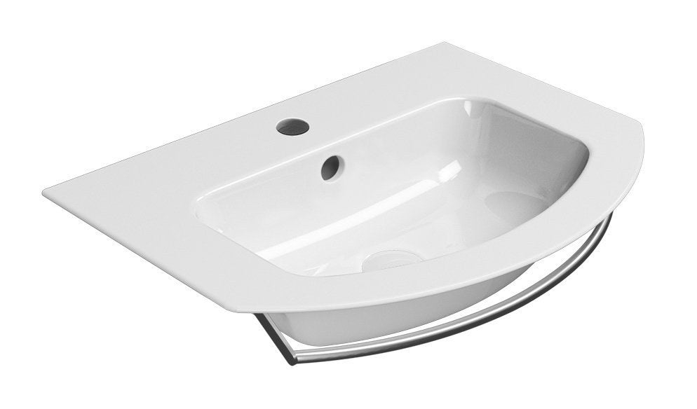 PURA Slim Lavoar ceramic curbat 62x48cm, muchie inferioară rectificată, alb ExtraGlaze