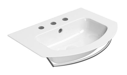PURA Slim Lavoar ceramic curbat 62x48cm, muchie inferioară rectificată, 3 orificii baterie, alb ExtraGlaze