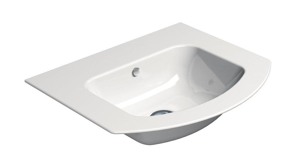 PURA Slim Lavoar ceramic curbat 52x44cm, fără orificiu baterie, alb ExtraGlaze