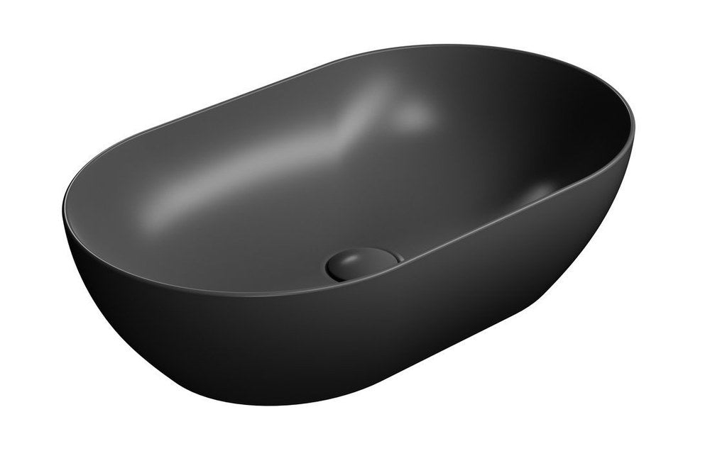 PURA Lavoar ceramic pe blat 60x37cm, negru mat