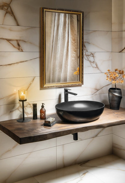 PURA lavoar ceramic pentru montaj pe blat 60×42 cm, negru mat