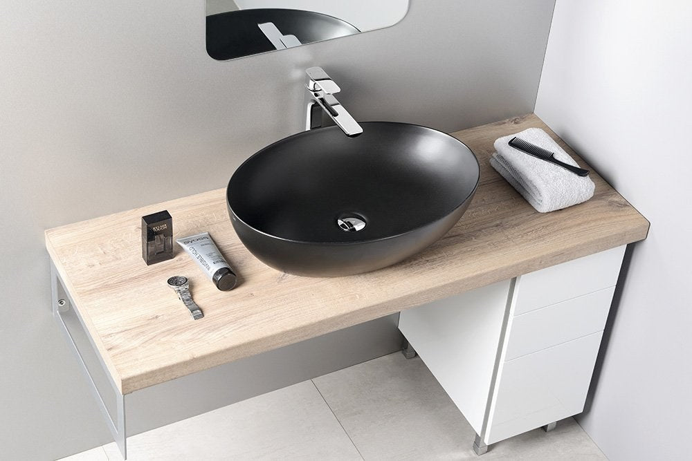PURA lavoar ceramic pentru montaj pe blat 60×42 cm, negru mat