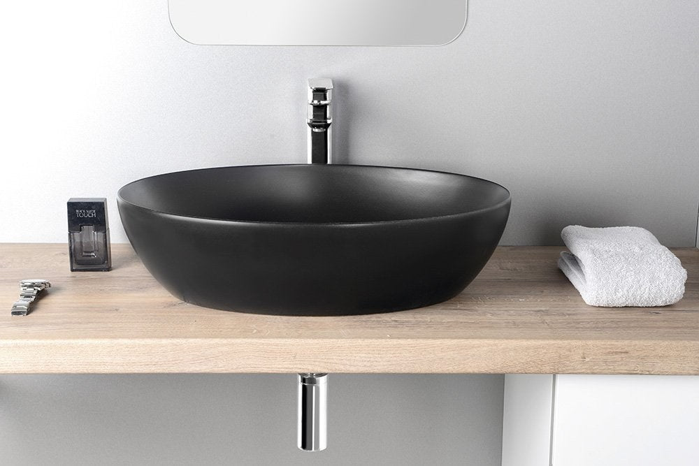PURA lavoar ceramic pentru montaj pe blat 60×42 cm, negru mat
