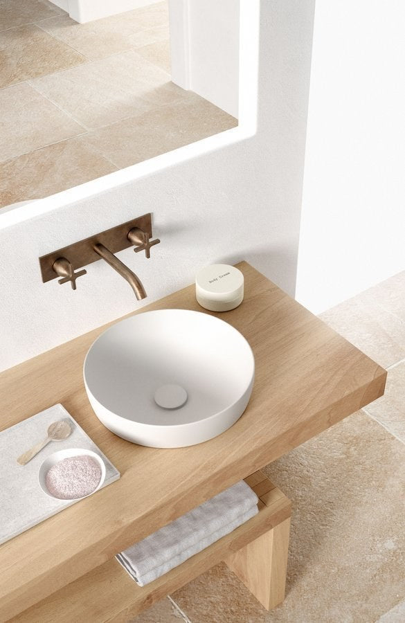 PURA Lavoar ceramic pe blat, Ø40cm, alb mat