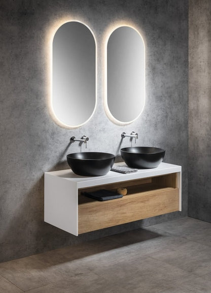 PURA lavoar ceramic pentru montaj pe blat Ø 42 cm, negru mat