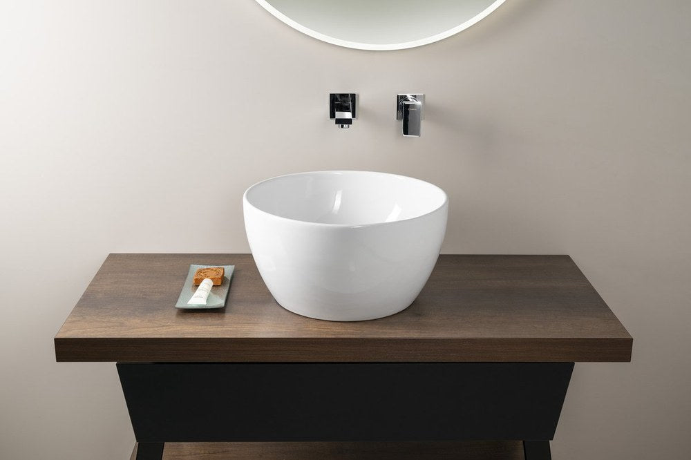 PURA Lavoar ceramic pe blat înalt, Ø42cm, alb ExtraGlaze