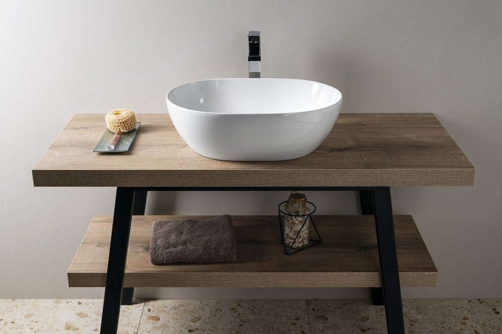 PURA lavoar ceramic pe blat 50x35cm, alb ExtraGlaze