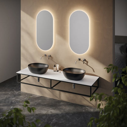 PURA Lavoar ceramic pe blat 50x35cm, negru mat