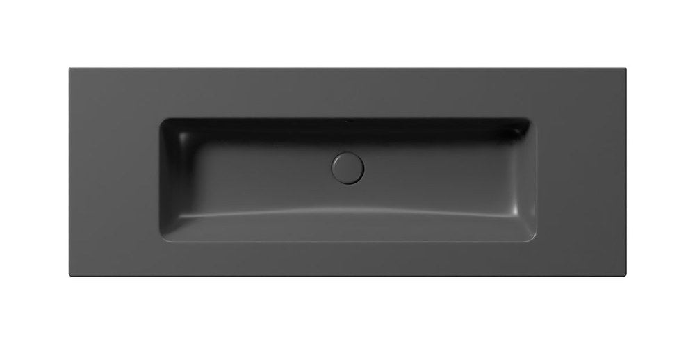 PURA Lavoar ceramic Slim 122x46cm, fără orificiu baterie, negru mat