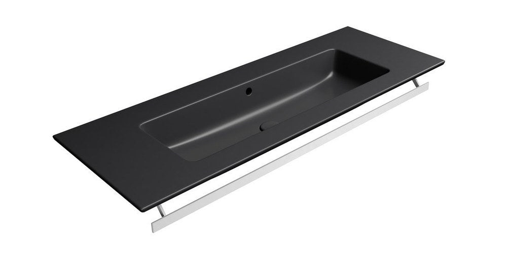PURA Lavoar ceramic Slim 122x46cm, fără orificiu baterie, negru mat
