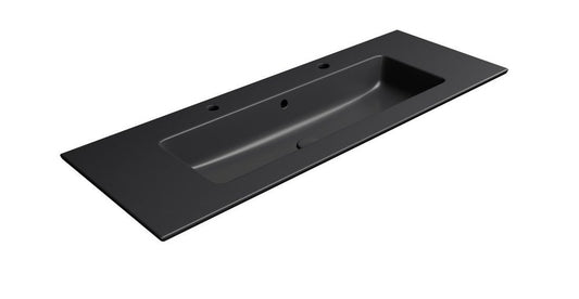 PURA Lavoar ceramic dublu Slim 122x46cm, negru mat