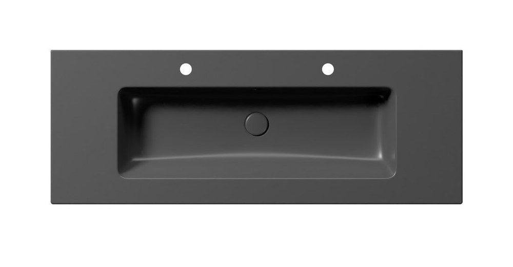 PURA Lavoar ceramic dublu Slim 122x46cm, negru mat