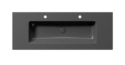 PURA Lavoar ceramic dublu Slim 122x46cm, negru mat