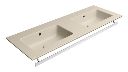 PURA Lavoar ceramic dublu Slim 122x46cm, fără orificiu baterie, creta mat