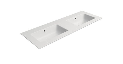 PURA Lavoar ceramic dublu Slim 122x46cm, fără orificiu baterie, alb mat