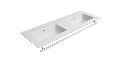 PURA Lavoar ceramic dublu Slim 122x46cm, fără orificiu baterie, alb mat