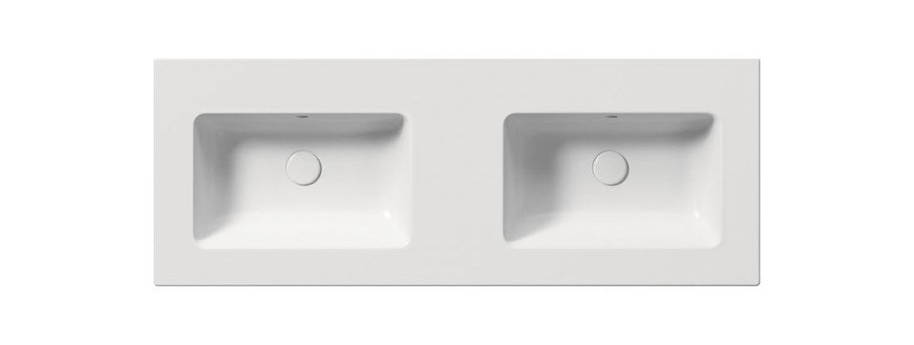 PURA Lavoar ceramic dublu Slim 122x46cm, fără orificiu baterie, alb mat
