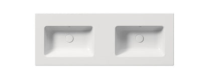 PURA Lavoar ceramic dublu Slim 122x46cm, fără orificiu baterie, alb mat