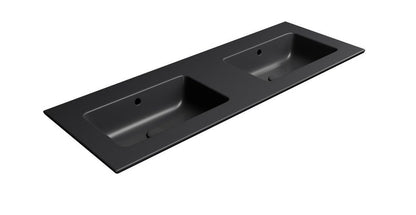 PURA Lavoar ceramic dublu Slim 122x46cm, fără orificiu baterie, negru mat