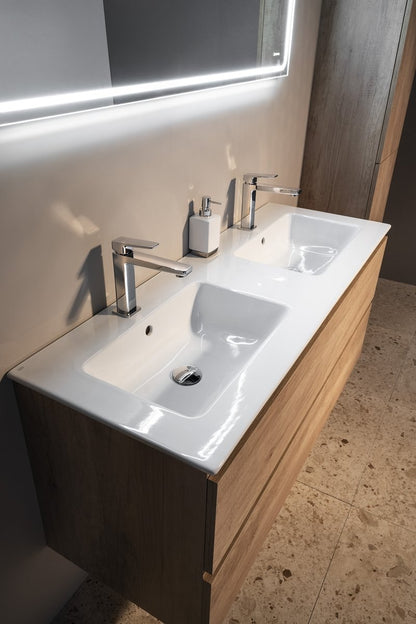 PURA Lavoar ceramic dublu Slim 122x46cm, alb ExtraGlaze