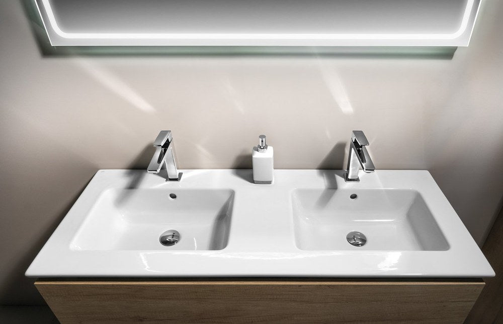 PURA Lavoar ceramic dublu Slim 122x46cm, alb ExtraGlaze
