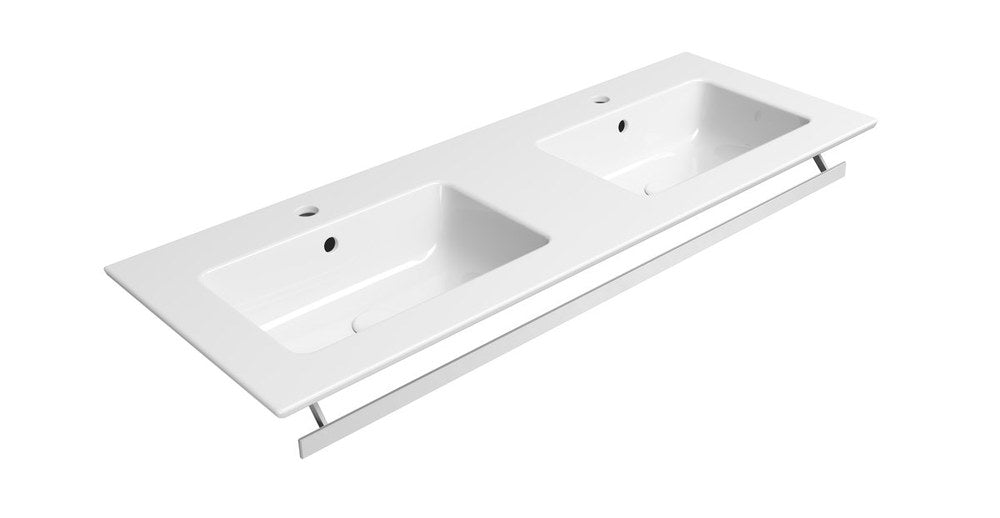 PURA Lavoar ceramic dublu Slim 122x46cm, alb ExtraGlaze