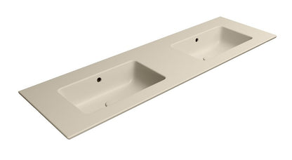 PURA Lavoar ceramic dublu Slim 142x46cm, fără orificiu baterie, creta mat