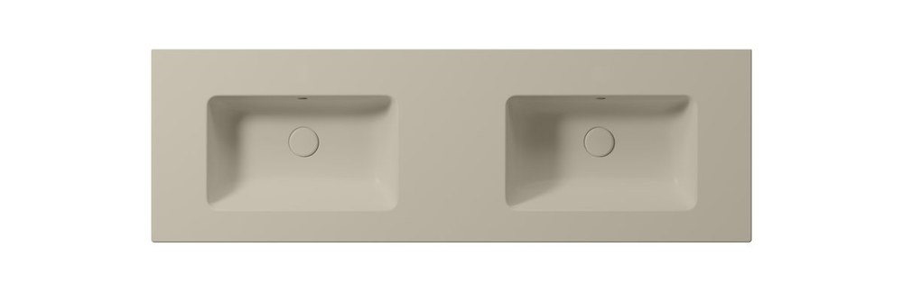 PURA Lavoar ceramic dublu Slim 142x46cm, fără orificiu baterie, creta mat