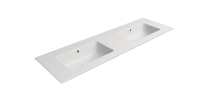 PURA Lavoar ceramic dublu Slim 142x46cm, fără orificiu baterie, alb mat