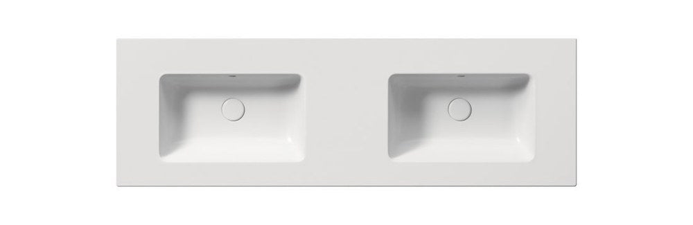 PURA Lavoar ceramic dublu Slim 142x46cm, fără orificiu baterie, alb mat