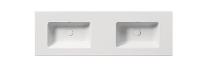 PURA Lavoar ceramic dublu Slim 142x46cm, fără orificiu baterie, alb mat