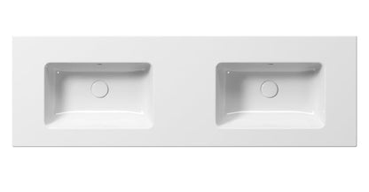 PURA Lavoar ceramic dublu Slim 142x46cm, fără orificiu baterie, alb ExtraGlaze