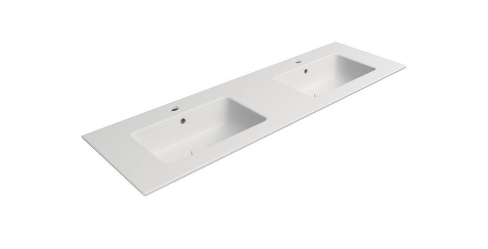 PURA lavoar dublu ceramic Slim 142x46cm, alb mat