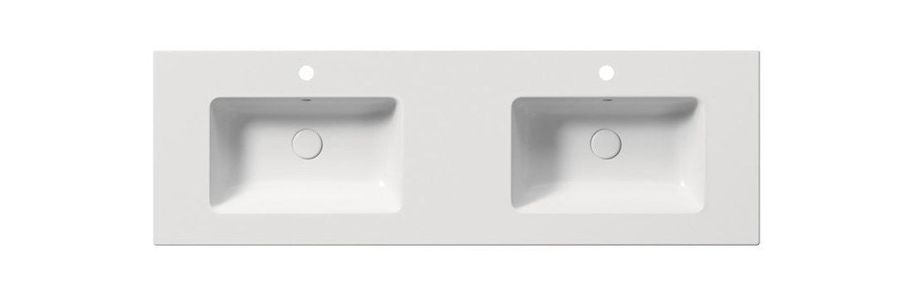 PURA lavoar dublu ceramic Slim 142x46cm, alb mat