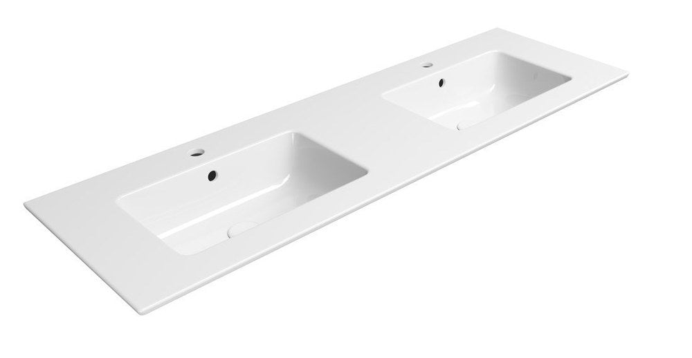 PURA Lavoar ceramic dublu Slim 142x46cm, alb ExtraGlaze