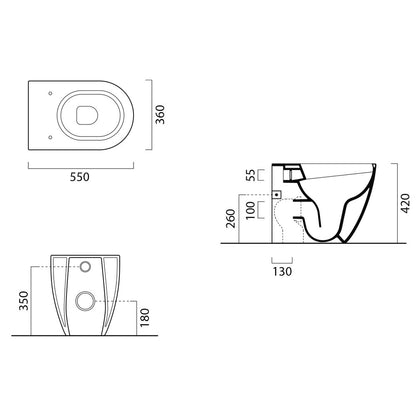 PURA Vas WC, Swirlflush, 36x55cm, S-trap/P-trap, agave dual-mat
