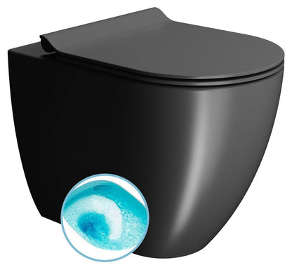 PURA Vas WC, Swirlflush, 36x55cm, S-trap/P-trap, negru dual-mat
