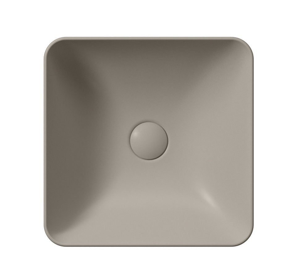 SAND/NUBES lavoar ceramic pentru montaj pe blat 38×38 cm, tortora mat