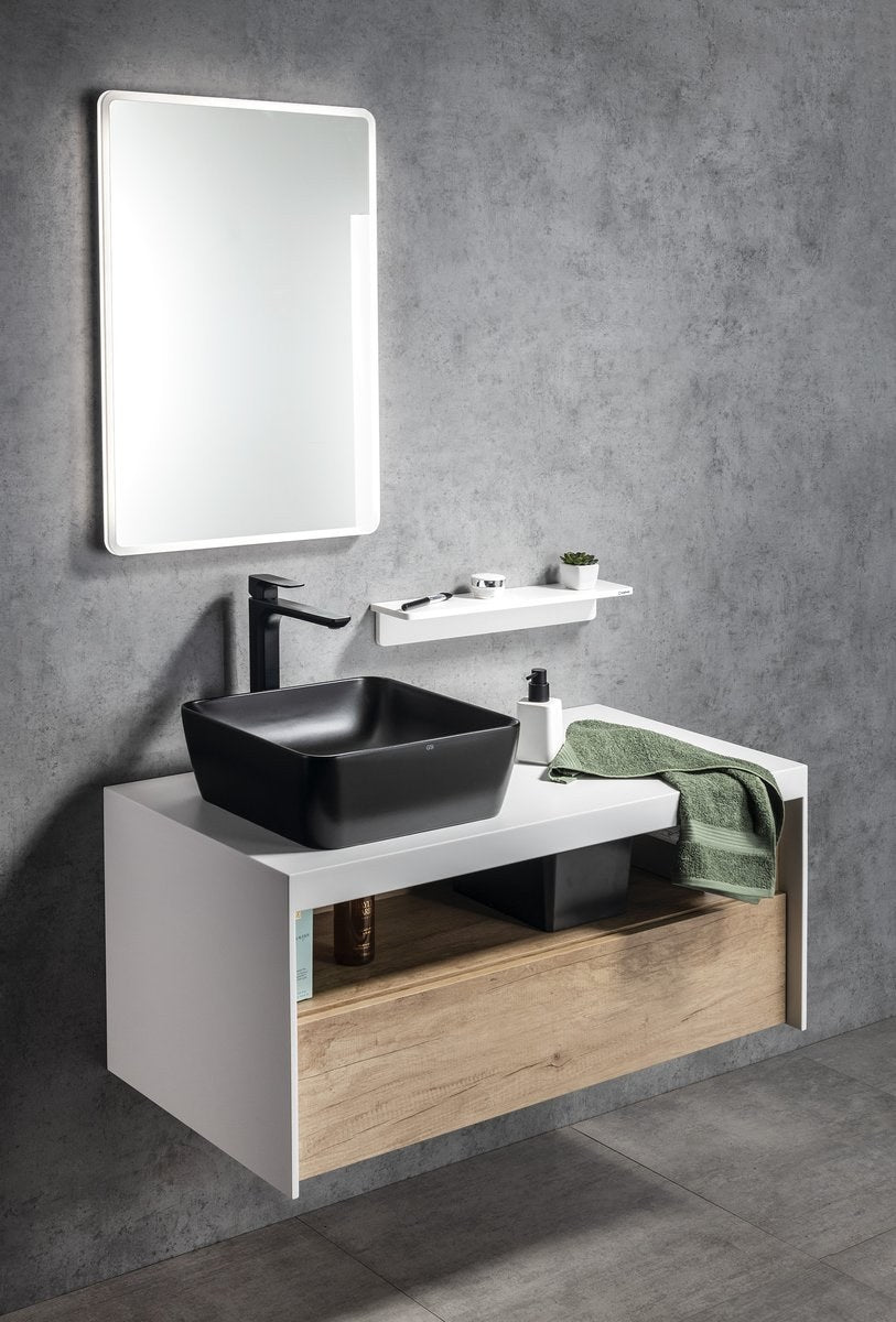 SAND/NUBES lavoar ceramic pentru montaj pe blat 38×38 cm, negru mat