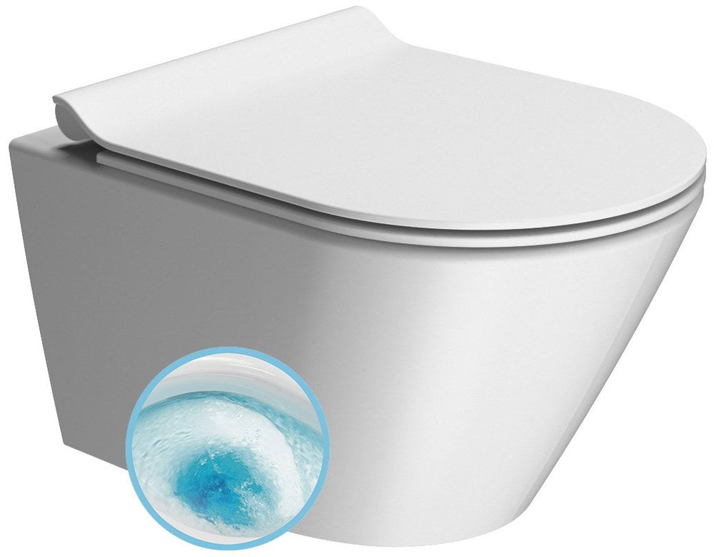 KUBE X Vas WC suspendat, GeniusFlush, 36x50cm, alb dual-mat