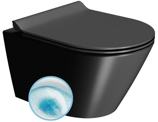 KUBE X Vas WC suspendat, GeniusFlush, 36x50cm, negru dual-mat