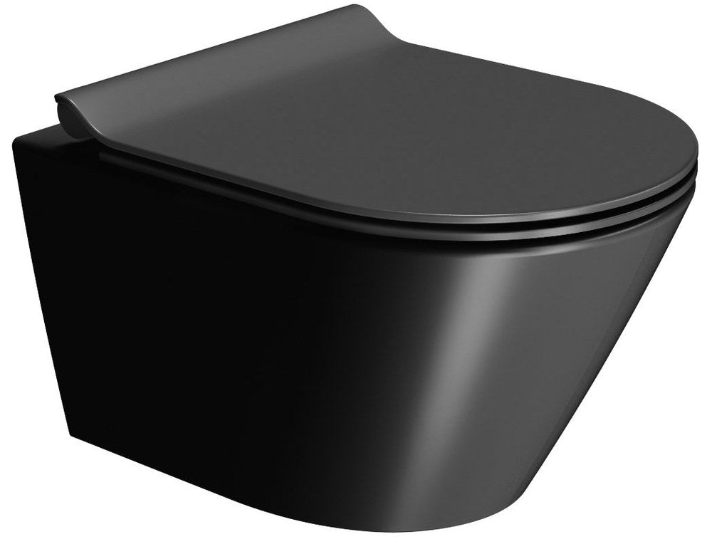 KUBE X Vas WC suspendat, GeniusFlush, 36x50cm, negru dual-mat